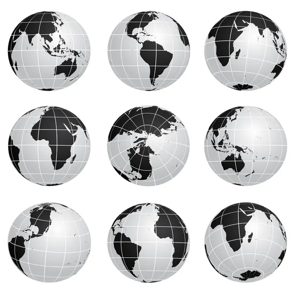 Vector globes die verschillende schakelen — Stockvector