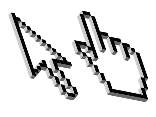 Векторные 3D-пиксельные курсоры — стоковый вектор