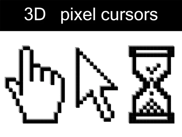Cursores de pixel vetorial 3d — Vetor de Stock