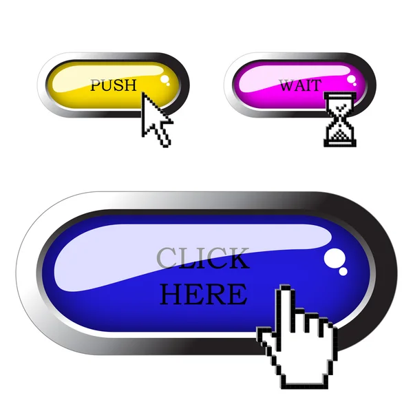Vector pixel cursors with buttons — Stock Vector