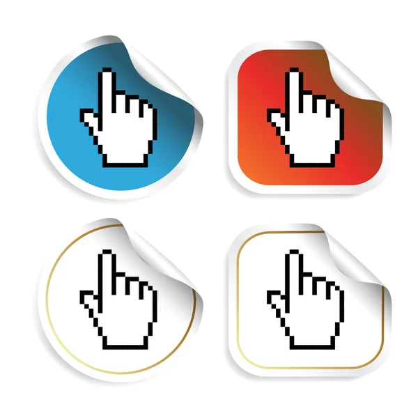 Vector stickers with cursor of hand — Stock Vector