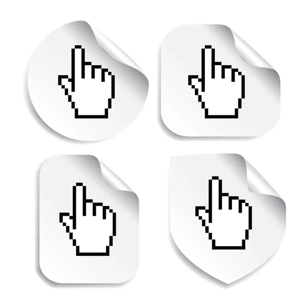 Vector stickers with cursor of hand — Stock Vector