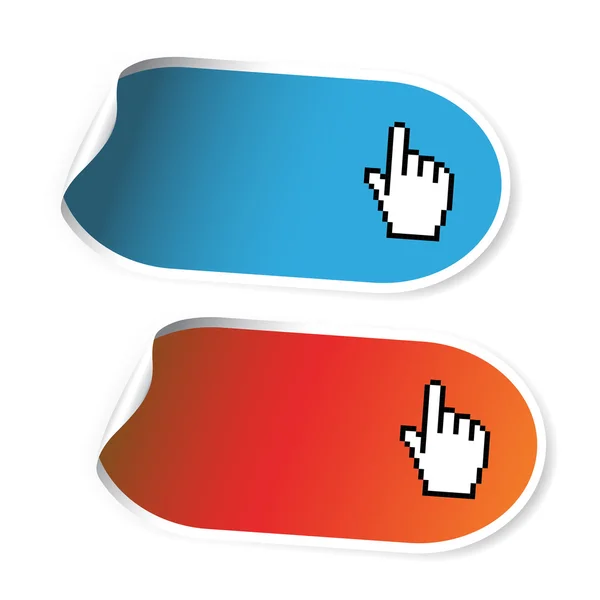 Vector stickers met cursor van hand — Stockvector