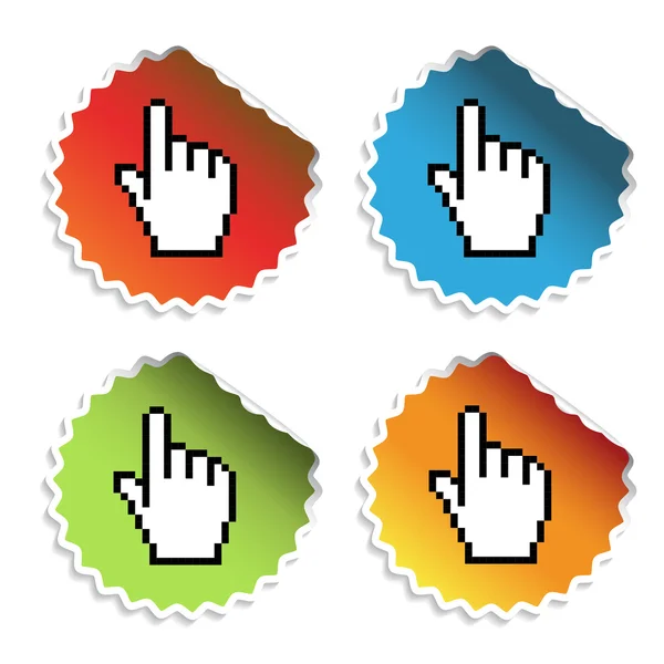 Vector stickers met cursor van hand — Stockvector