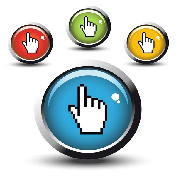 Vector buttons with cursor of hand — Stock Vector