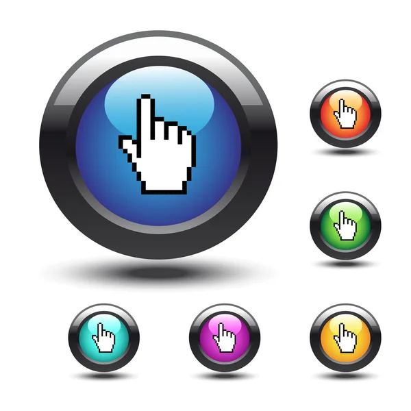 Vector buttons with cursor of hand — Stock Vector