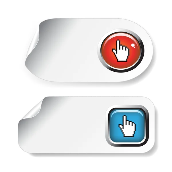 Autocollants vectoriels blancs avec bouton — Image vectorielle