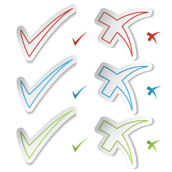 Vector check mark stickers — Stock Vector