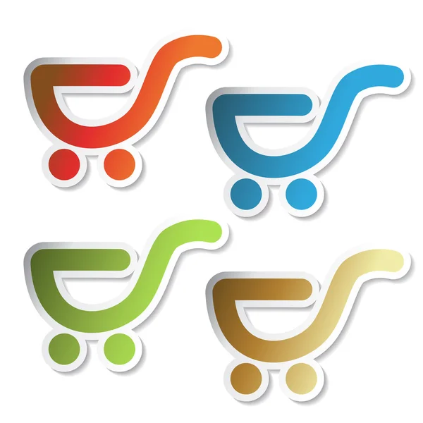 Vector stickers of shopping trolley — Stock Vector