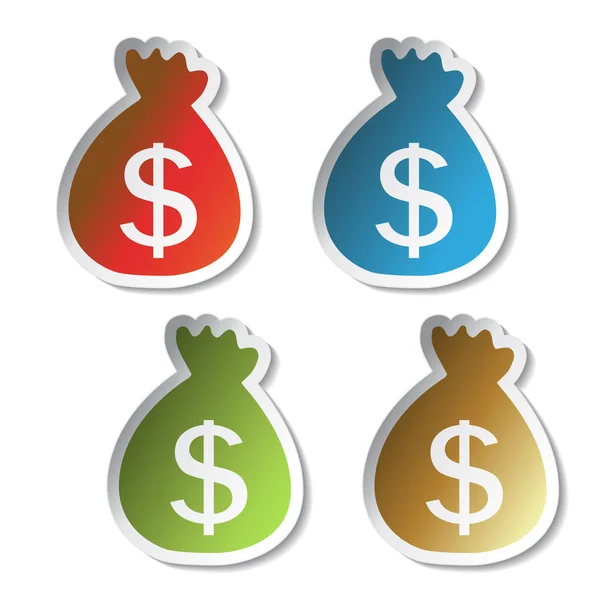 Vector stickers of money symbol — Stock Vector