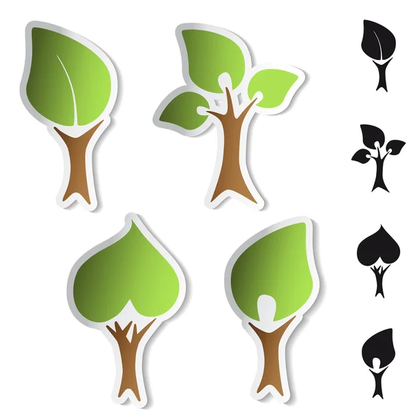 Pegatinas de árboles vectoriales - símbolos bio — Vector de stock