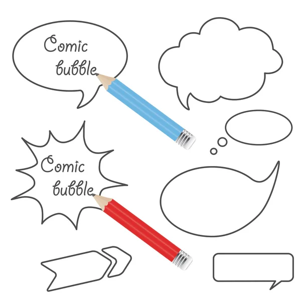 Vector speech bubbles with pencils — Stock Vector