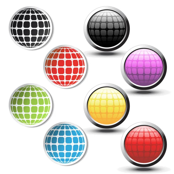 Stickers et boutons globe vectoriel — Image vectorielle