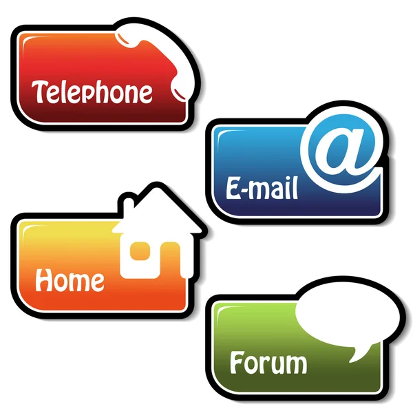 Bandeiras vetoriais - telefone, e-mail, casa, fórum —  Vetores de Stock