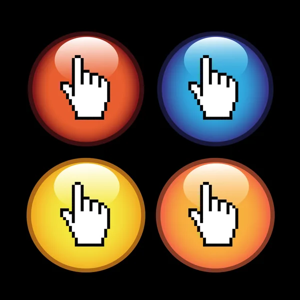 Διανυσματικά κουμπιά με το δείκτη του χεριού — Διανυσματικό Αρχείο