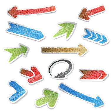 Vector scratch arrow stickers clipart