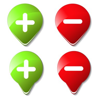 Vector color buttons - plus, minus clipart