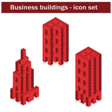 Vector business buildings - skyscrapers created of cubes clipart