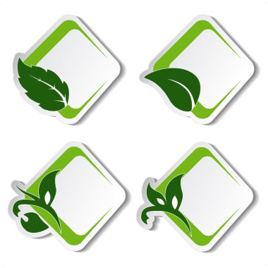 Vector natural stickers with leaf clipart