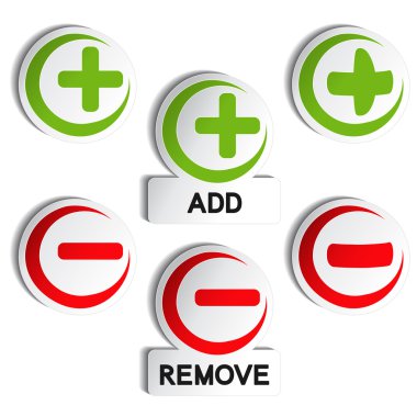 Vector add remove item - plus, minus clipart