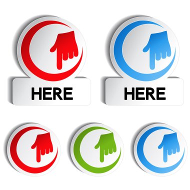 Vector pointer rounded stickers with gesture hand clipart