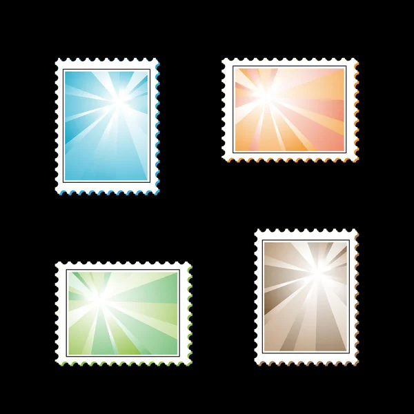 Vector stamps with light rays — Stock Vector