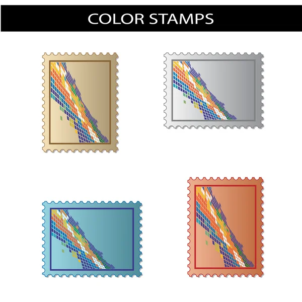 矢量邮票与彩色马赛克 — 图库矢量图片