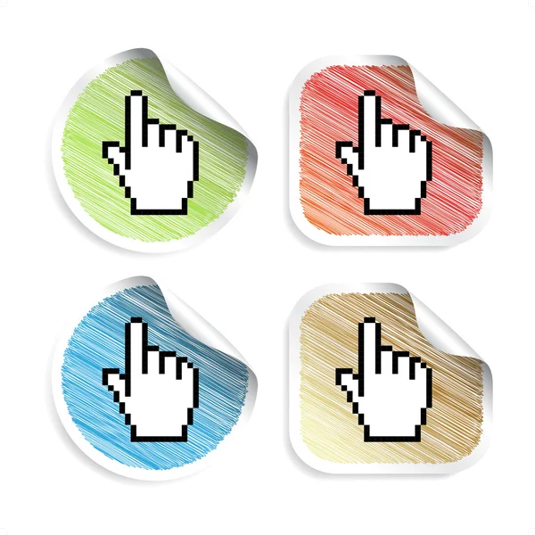 Stickers scratch vectoriel avec curseur de main — Image vectorielle