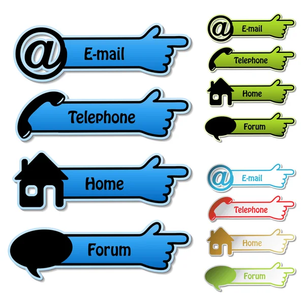 Векторные баннеры - телефон, электронная почта, дом, форум — стоковый вектор