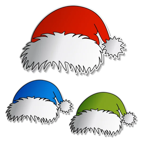 Vector Santa hats — Stock Vector