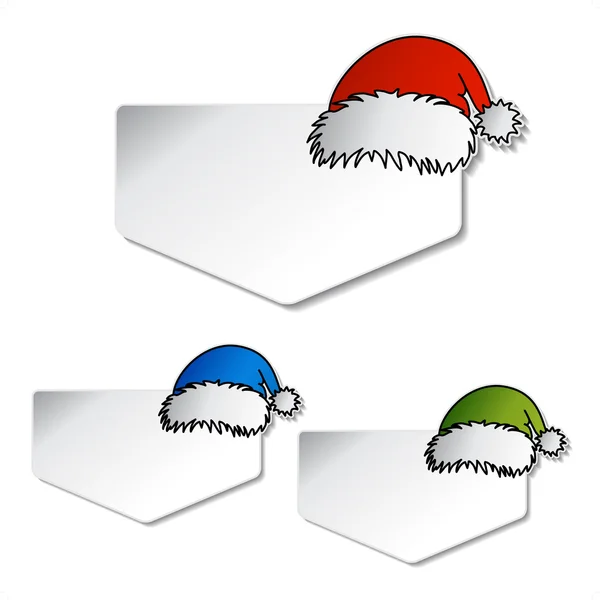 Noel Baba şapkaları etiketi ile vektör — Stok Vektör