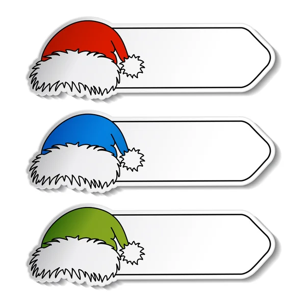 Cappelli vettoriali Babbo Natale con etichetta — Vettoriale Stock