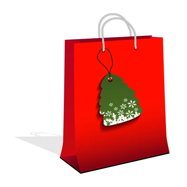 Bolsa de compras vectorial con árbol de Navidad — Archivo Imágenes Vectoriales
