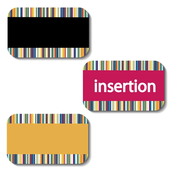 Cartes d'insertion vectorielles avec design rayé — Image vectorielle