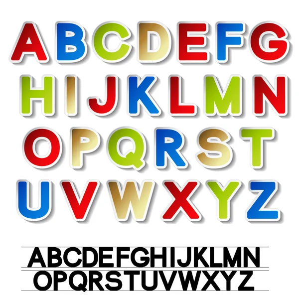 Vector stickers of alphabet — Stock Vector