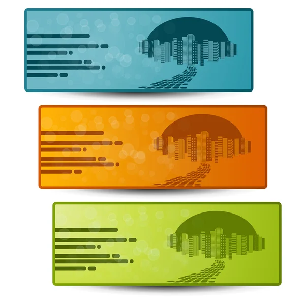 Bandeiras de vetor com desenho de cidade — Vetor de Stock