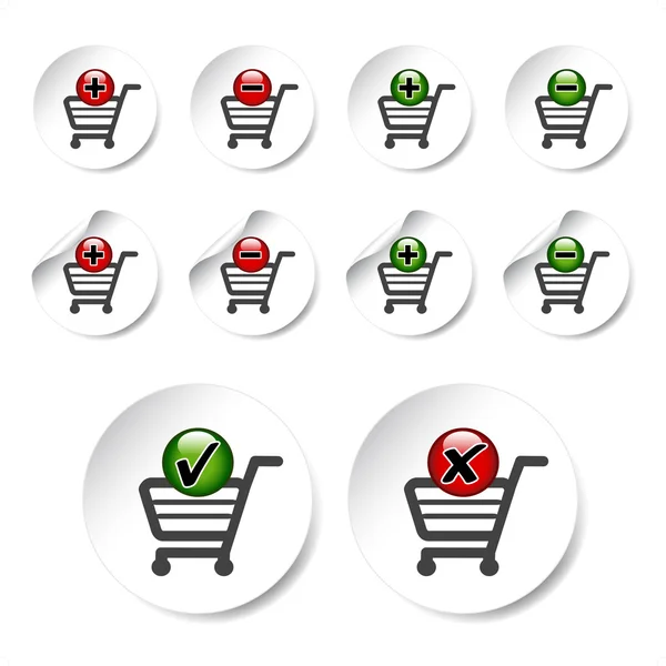 Vektor Lägg till ta bort shopping cart objekt — Stock vektor