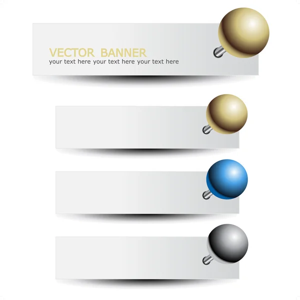 Vektor-Banner-Set mit Stecknadel — Stockvektor