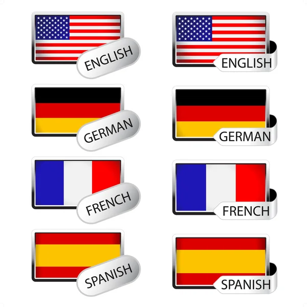 Pointeur de langue vectorielle pour le web - drapeaux — Image vectorielle