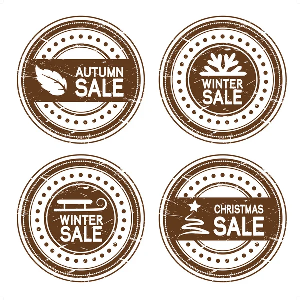 Vector autumn, winter, Christmas sale stamps — Stock Vector