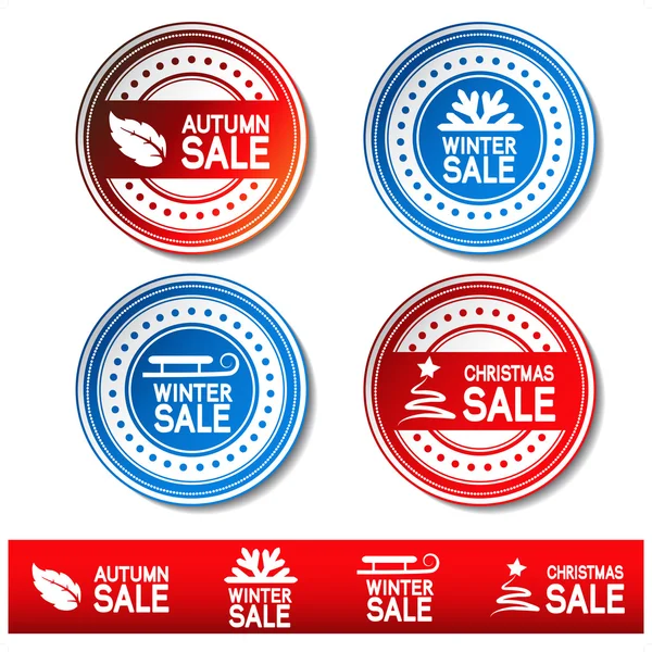Vector autumn, winter, Christmas sale stickers — Stock Vector
