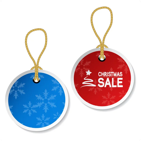 Vector christmas ornament tags met sneeuwvlokken — Stockvector