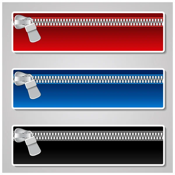Bandiere a colori vettoriali con cerniera — Vettoriale Stock