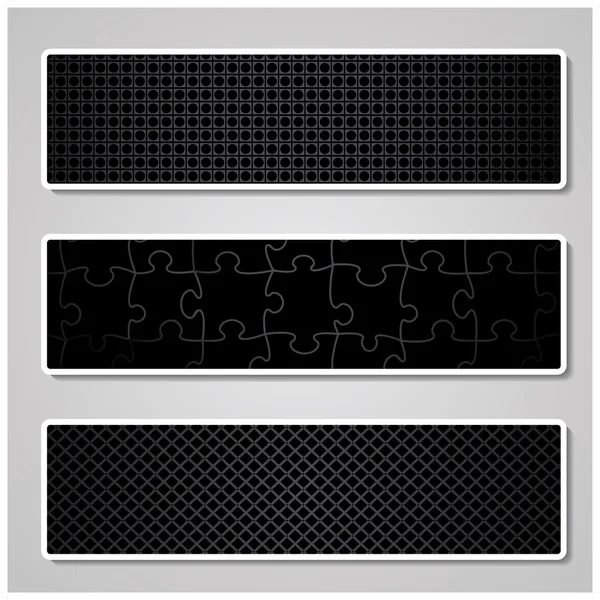 Vector set of black pattern banners — Stock Vector