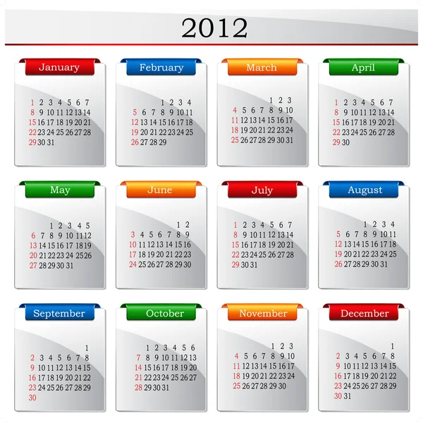 Wektor kalendarz 2012 — Wektor stockowy