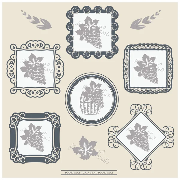 Vector wine labels with ornament frames — Stock Vector