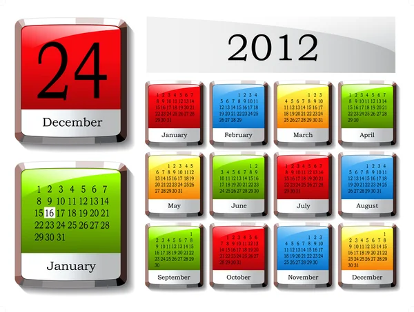 Vector glossy calendar 2012 — Stock Vector