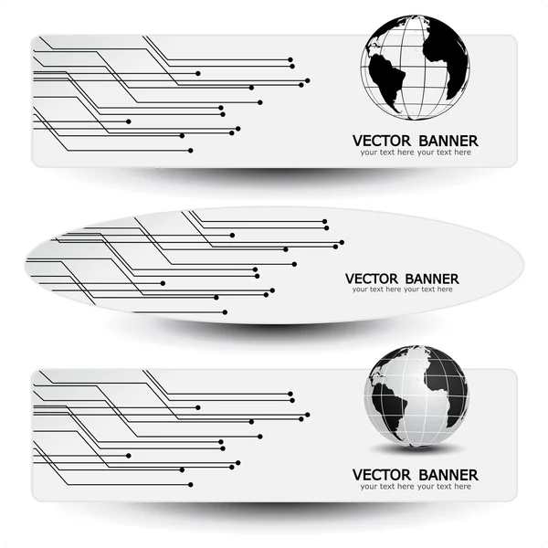 Conjunto vectorial de banners - diseño tecnológico — Vector de stock