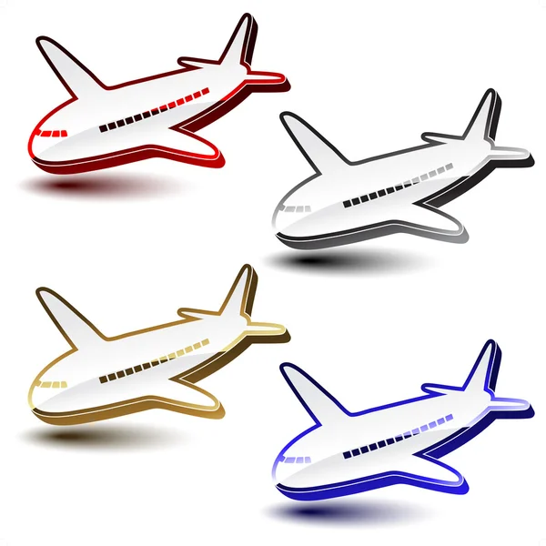 Vector shiny symbols of airplanes — Stock Vector