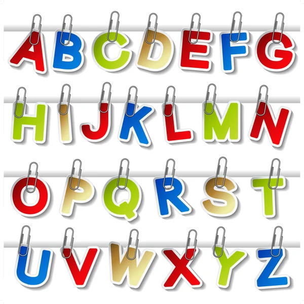 stock vector Vector stickers of alphabet with paperclip - own font